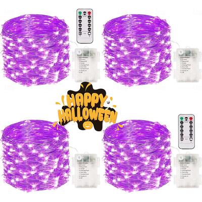 4 Pcs 10M/32FT 100LED Beads Fairy String Lights Halloween Christmas Valentine's Day Wedding Festival Party Gift DIY Copper Wire Light String IP44 Waterproof AAA Waterproof Battery Box Remote Control