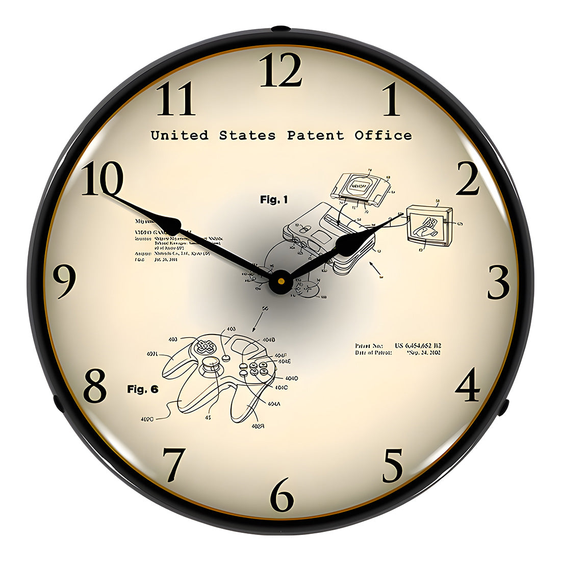 Collectable Sign and Clock 2001 Nintendo 64 Game System and Controller Patent Blueprint Backlit Wall Clock