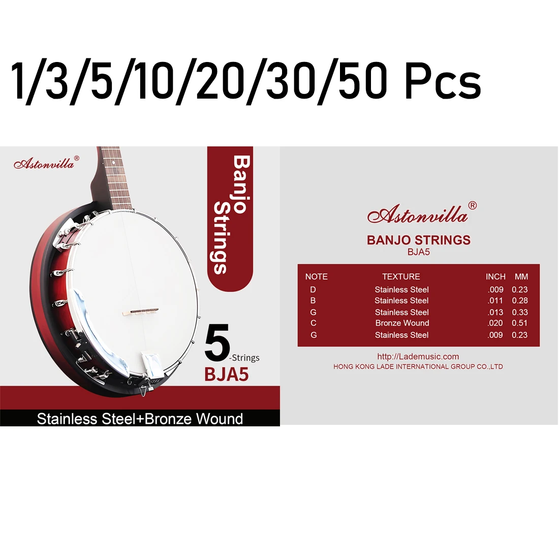 Astonvilla 5-saitige Banjo-Saite, Bronze-Wicklung, rostfrei, Gitarre, professionelle Anfänger-Übungssaiten, Banjo-Zubehör, Teile Image