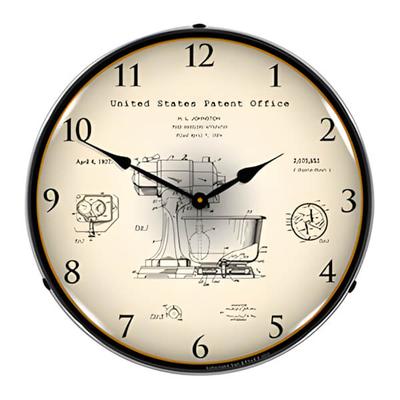Collectable Sign and Clock 1934 Kitchen Mixer Patent Blueprint Backlit Wall Clock