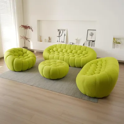 Modern Bubble Sofa 3D Mesh Fabric Curved Couch Comfy Upholstered Sofa Set Living Room Furniture Small Apartment Seatingment