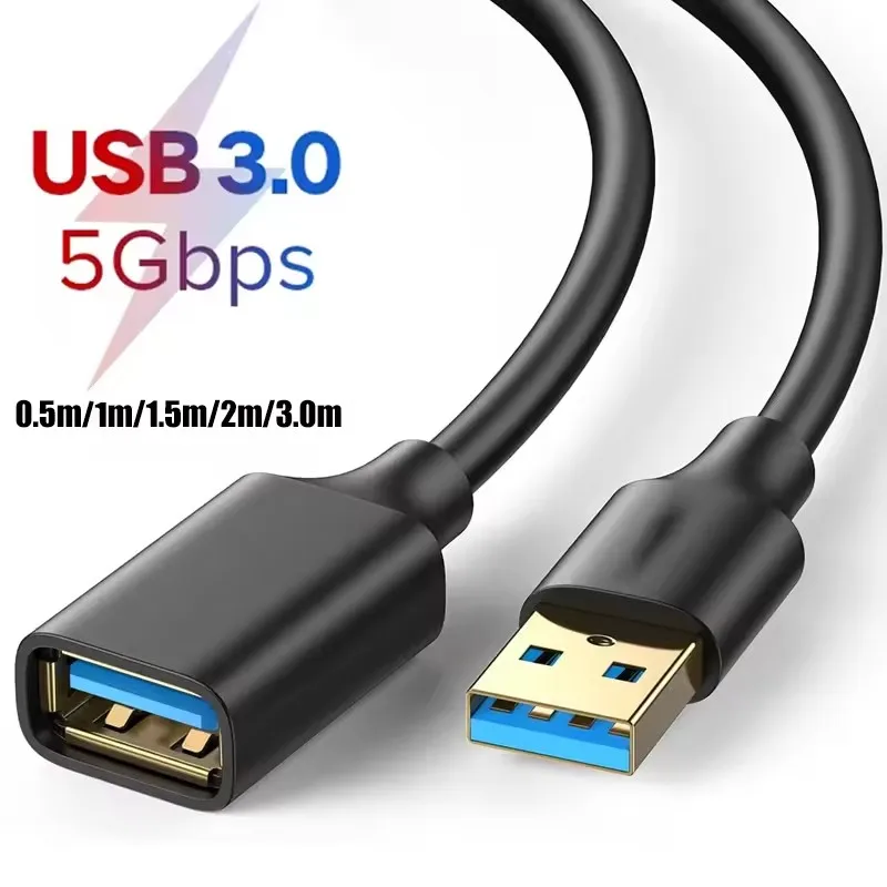 USB-Verlängerungskabel, USB 3.0 2.0-Verlängerungskabel für Smart TV, SSD, Xbox One, Laptop, PC, schnelle Geschwindigkeit, USB 3.0-Kabelverlängerung, 1 m, 2 m, 3,0 m Image