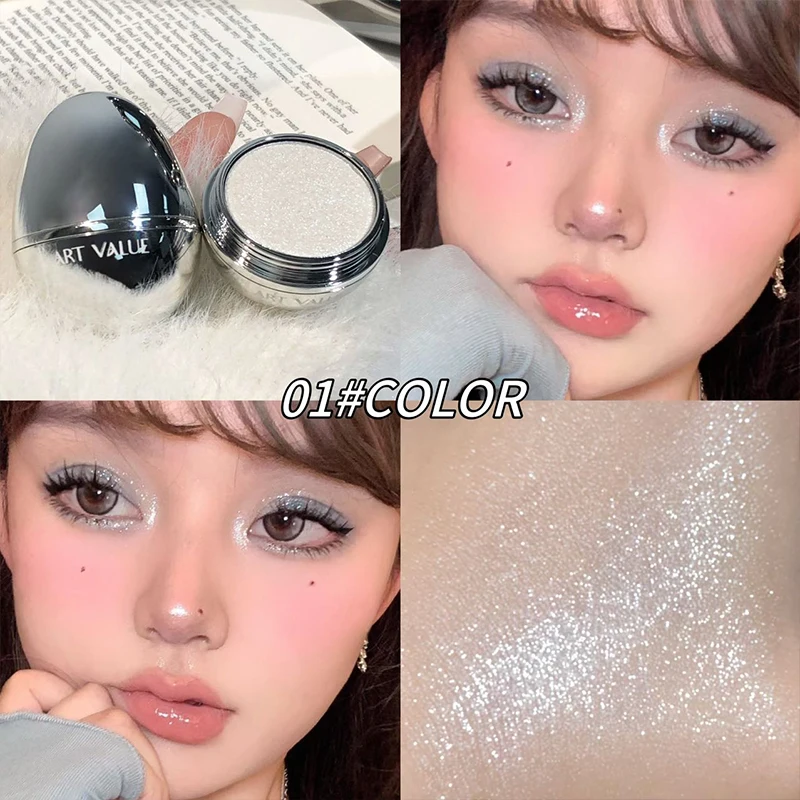 4-Farben-Gesichts-Highlighter-Palette, hochglänzende Gesichts-Illuminator-Palette, natürliches Glanz-Finish, perlmuttschimmerndes, glattes, gebackenes Puder Image