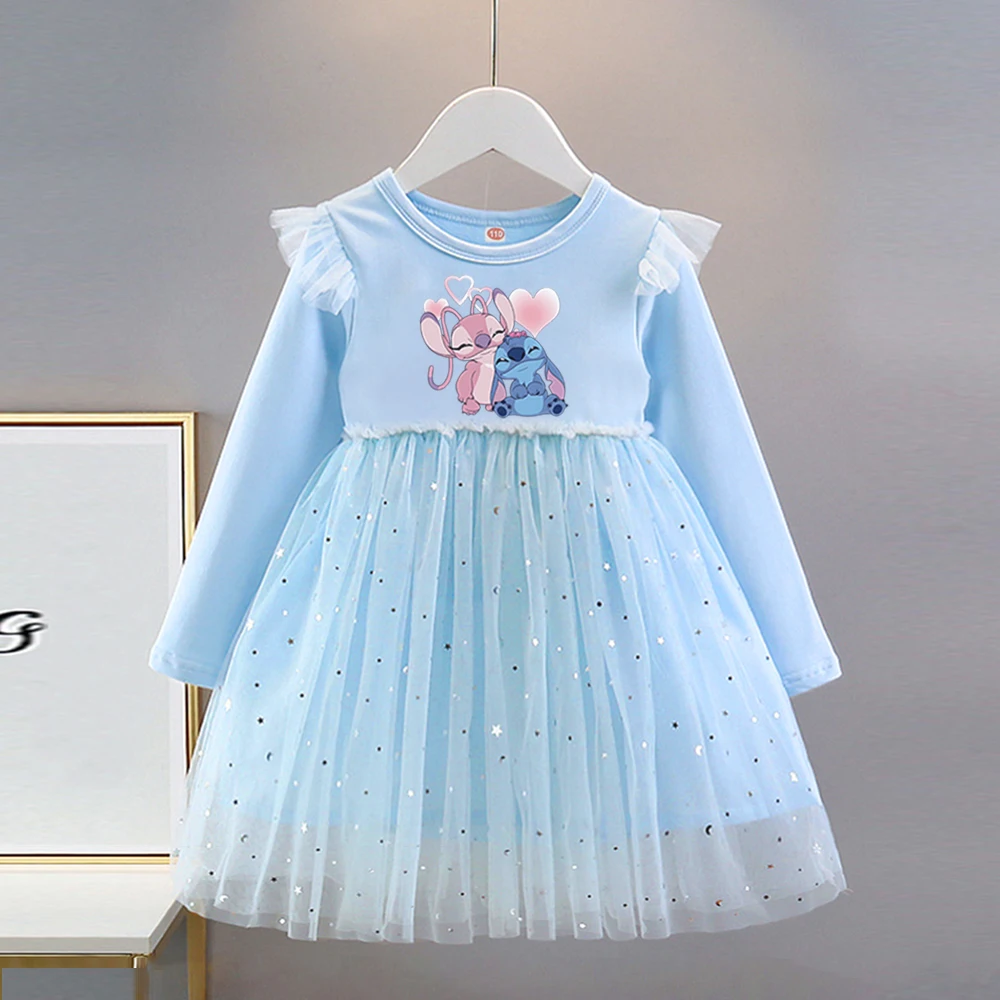 Mädchen Kleid Frühling Herbst Neue Kinder Kleidung Disney Kinder Stich Prinzessin Kleider Baby Mädchen Lange ärmeln Nette Geburtstag Party Image