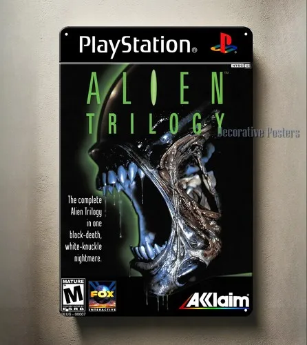 Alien Trilogy Videospiel-Metallplakat – Sammelschild (8 x 12 Zoll) – Aluminium Image