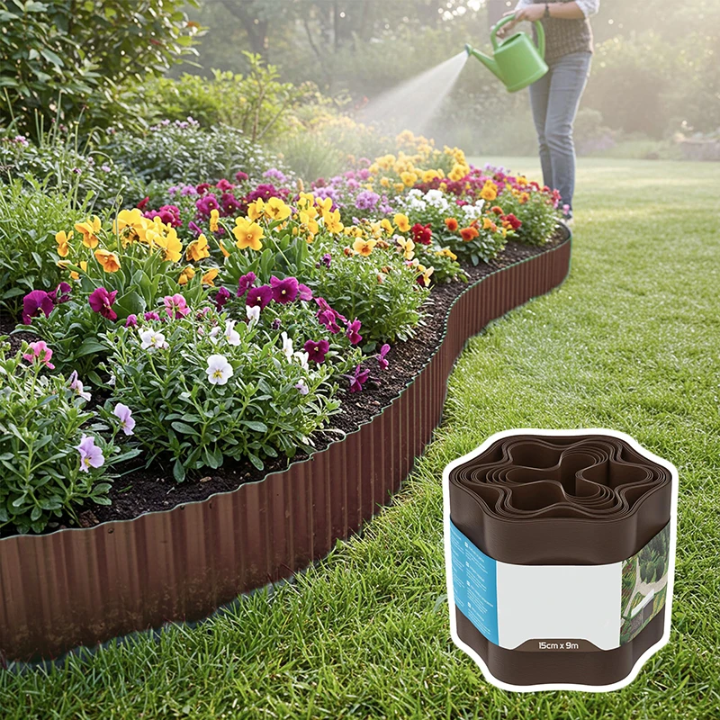 1pcs Brown Plastic Fence Field Garden Fence Isolation Strip Divider Strip Lawn Edge Border Suitable For Flower Bed Plants Image