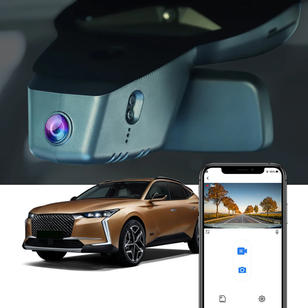 Fitcamx 4K Dash Cam für DS4 DS4 2022–2025, integrierter Auto-DVR, 2160P-Fahrrekorder, Weitwinkelobjektiv, Loop-Aufnahme, WDR Image