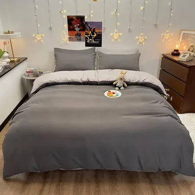 Bonenjoy 1 pc housse de couette Dark Gray Color Duvet Cover Double Size funda nordica cama 150 Queen/King Size Bed Cover