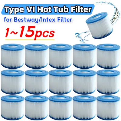 1-15pcs Type VI Spa Filter Cartridge Soft Rubber Ends Pool Filter Replacement Reusable Swimming Pool Filter for Swimming Pools
