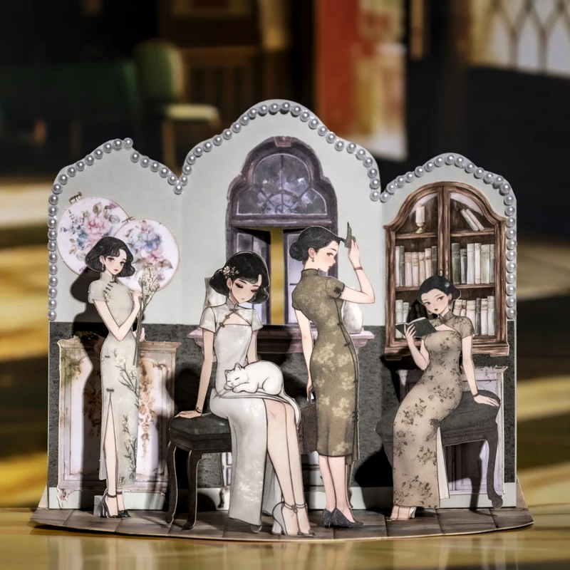 20 Stück Vintage Cheongsam Mädchen Aufkleber DIY Tagebuch Album Scrapbook Kreative Collage Junk Journal Ästhetische Lieferungen Image