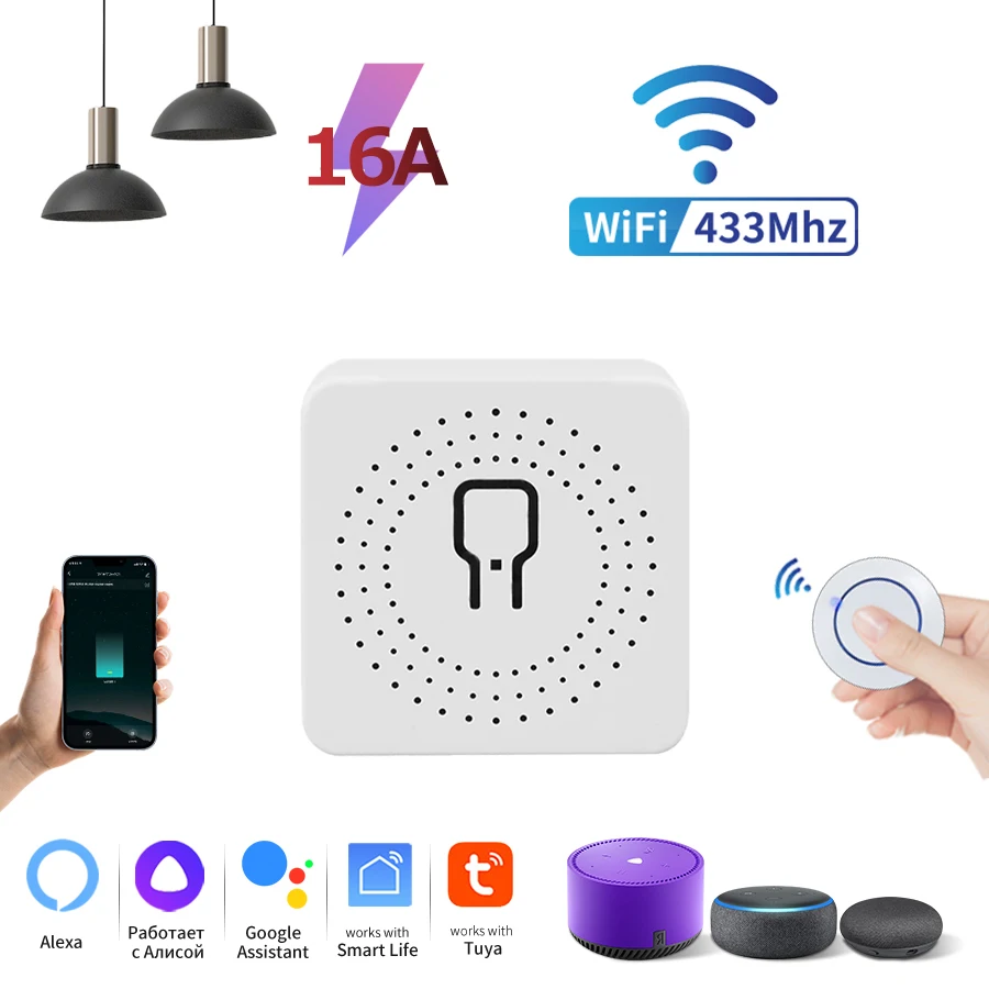 Tuya Smart Licht Schalter Wifi RF 433Mhz Fernbedienung Timmer für Led-beleuchtung AC 220V 110V relais Empfänger Modul Alexa Google Image