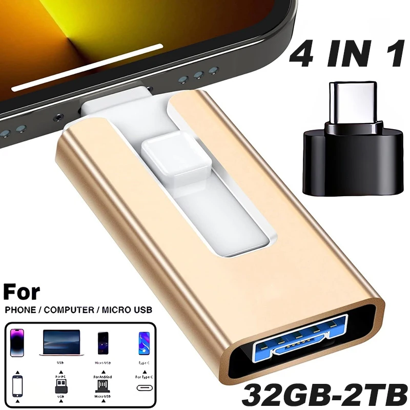 4-in-1 OTG Micro USB 3.0 Flash Drive Dual-Purpose Android TYPE-C Pen Drive Mobile Micro USB Memory Stick Drive kostenlos für iPhone Image
