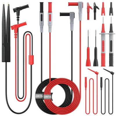 BINTA Silicone Multimeter Test Leads Set with Insulated Test Leads, Alligator Clips, Test Hooks, Test Probes, Test Tweezers