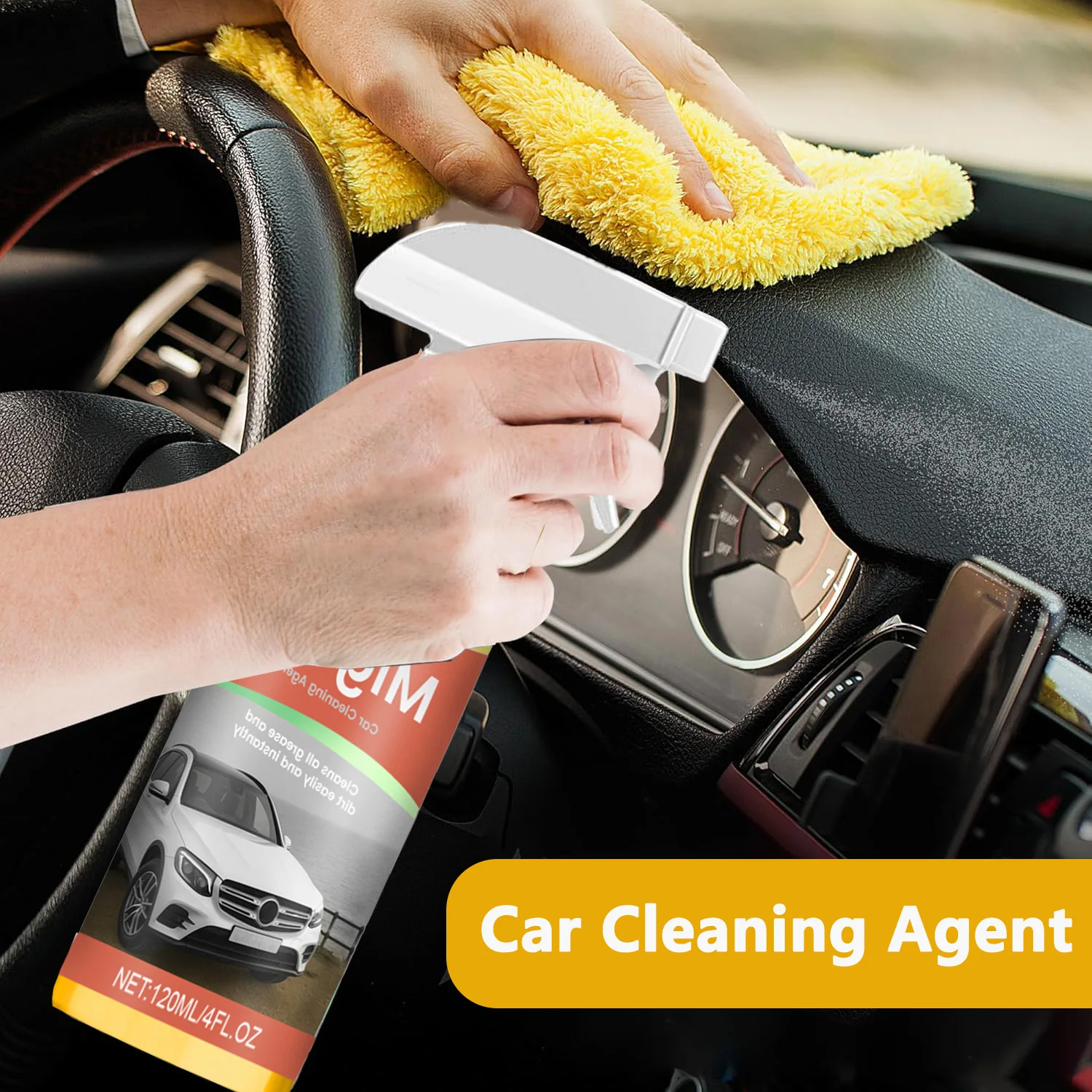 Mehrzweck-Autoreiniger, Schaumreiniger für den Autoinnenraum, schwarzer Kunststoff, Polierschutz, Lederreiniger, Wiederherstellung von Autopflege-Details Image