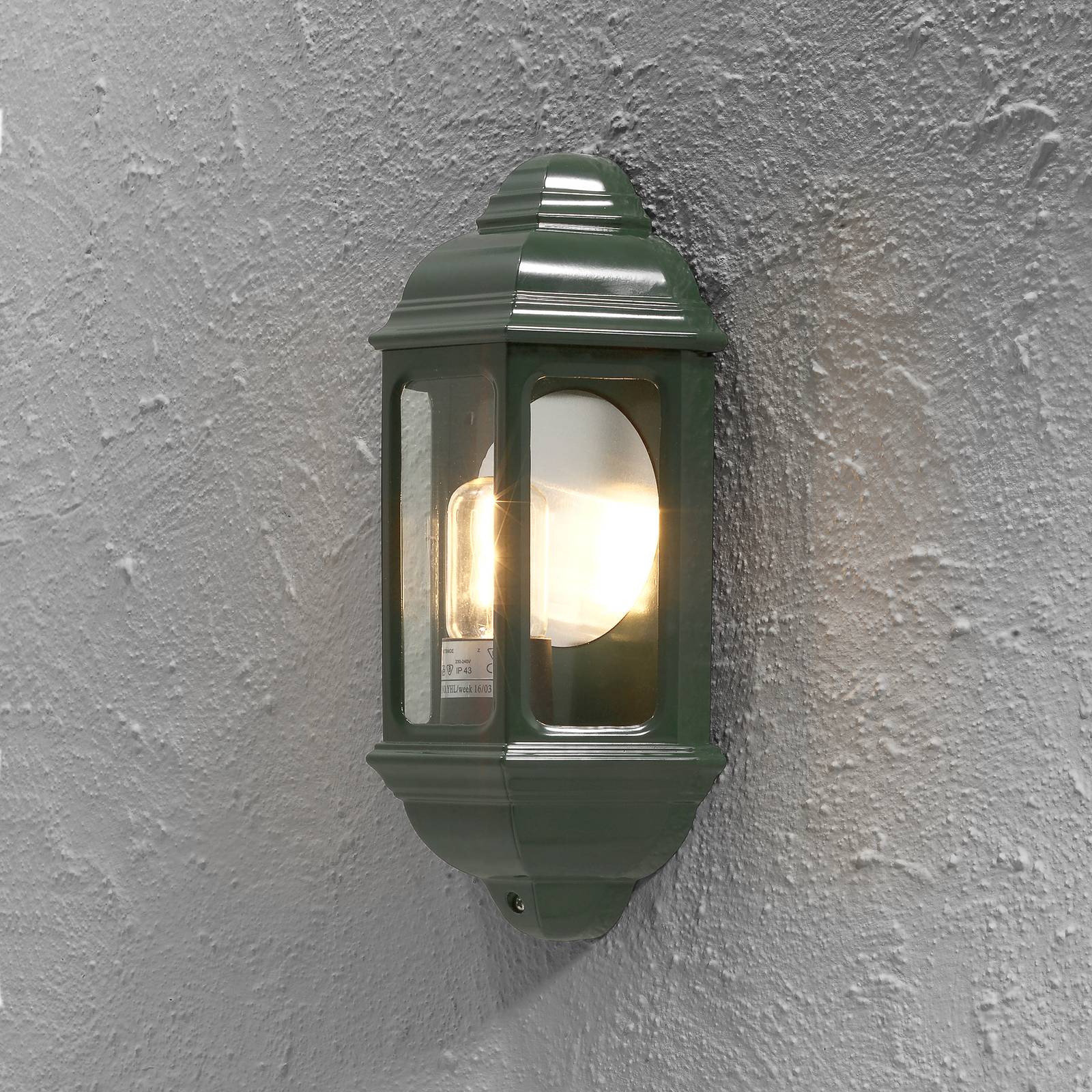 Konstsmide Outdoor Wall Light CAGLIARI, dimmable, Green, Glass, Country House / Rustic, Outdoor Wall Light