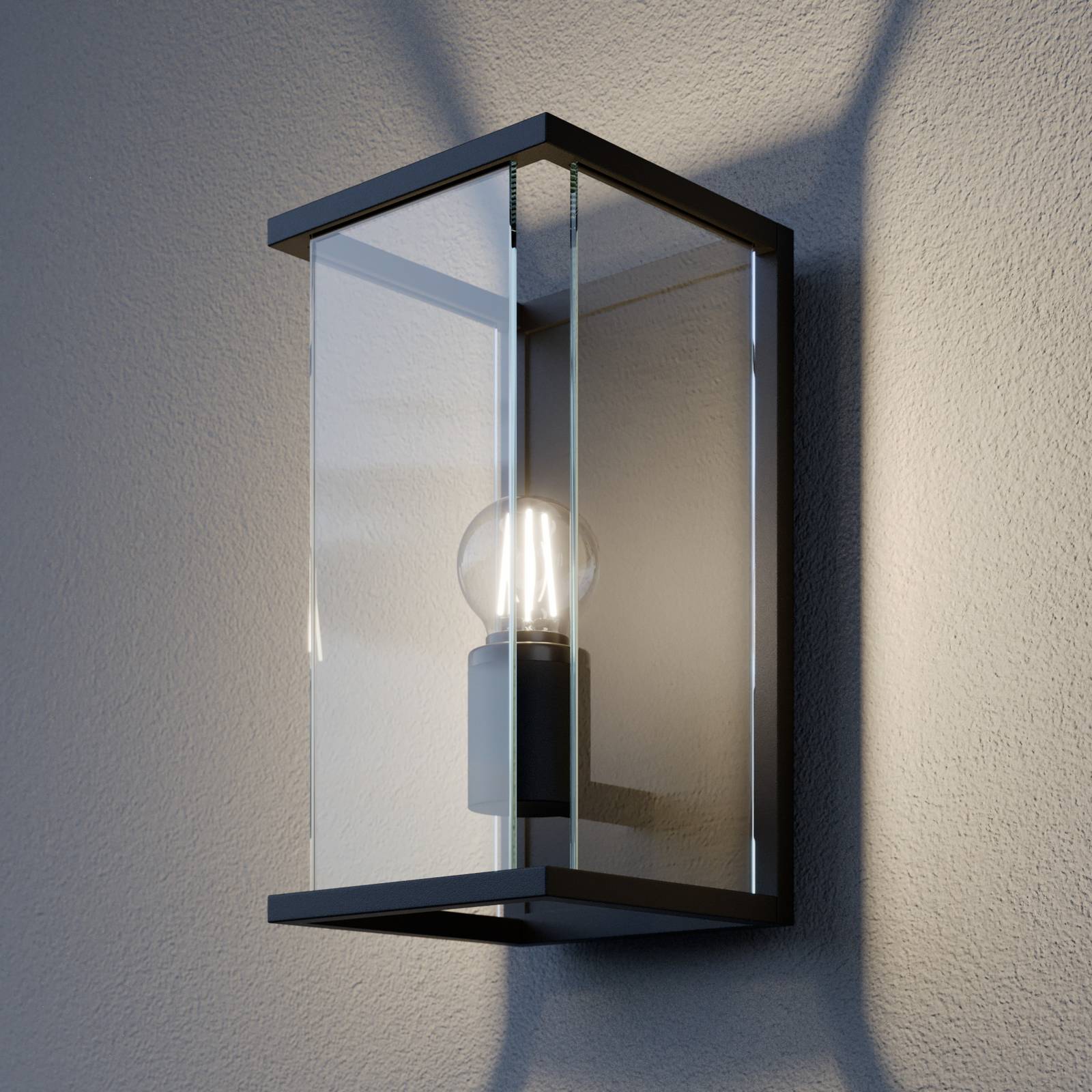 Outdoor Wall Light Annalea Lucande, dimmable, Black, Aluminium, Modern, Outdoor Wall Light