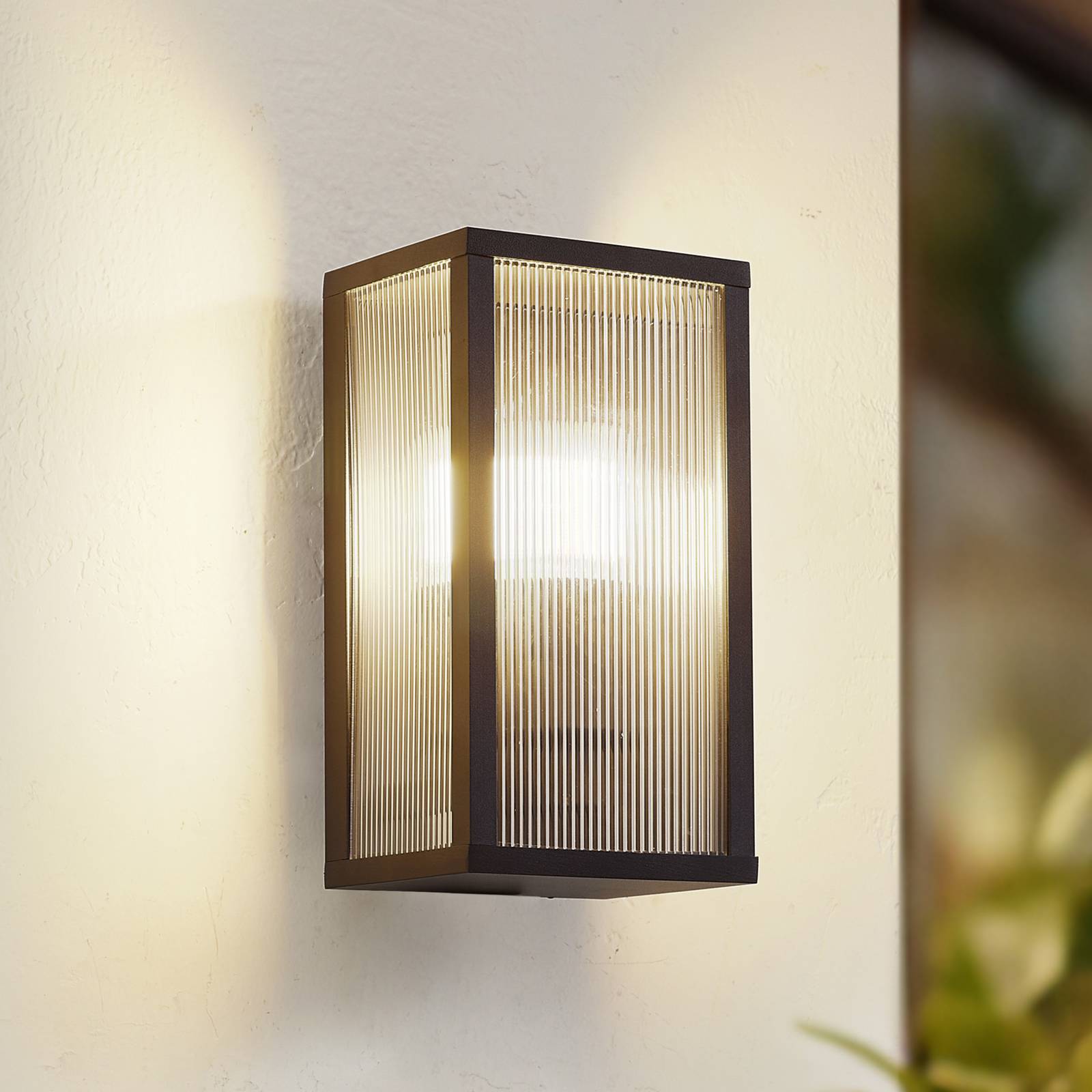 Outdoor Wall Light Peldar Lindby, dimmable, Black, Aluminium, Modern, Outdoor Wall Light