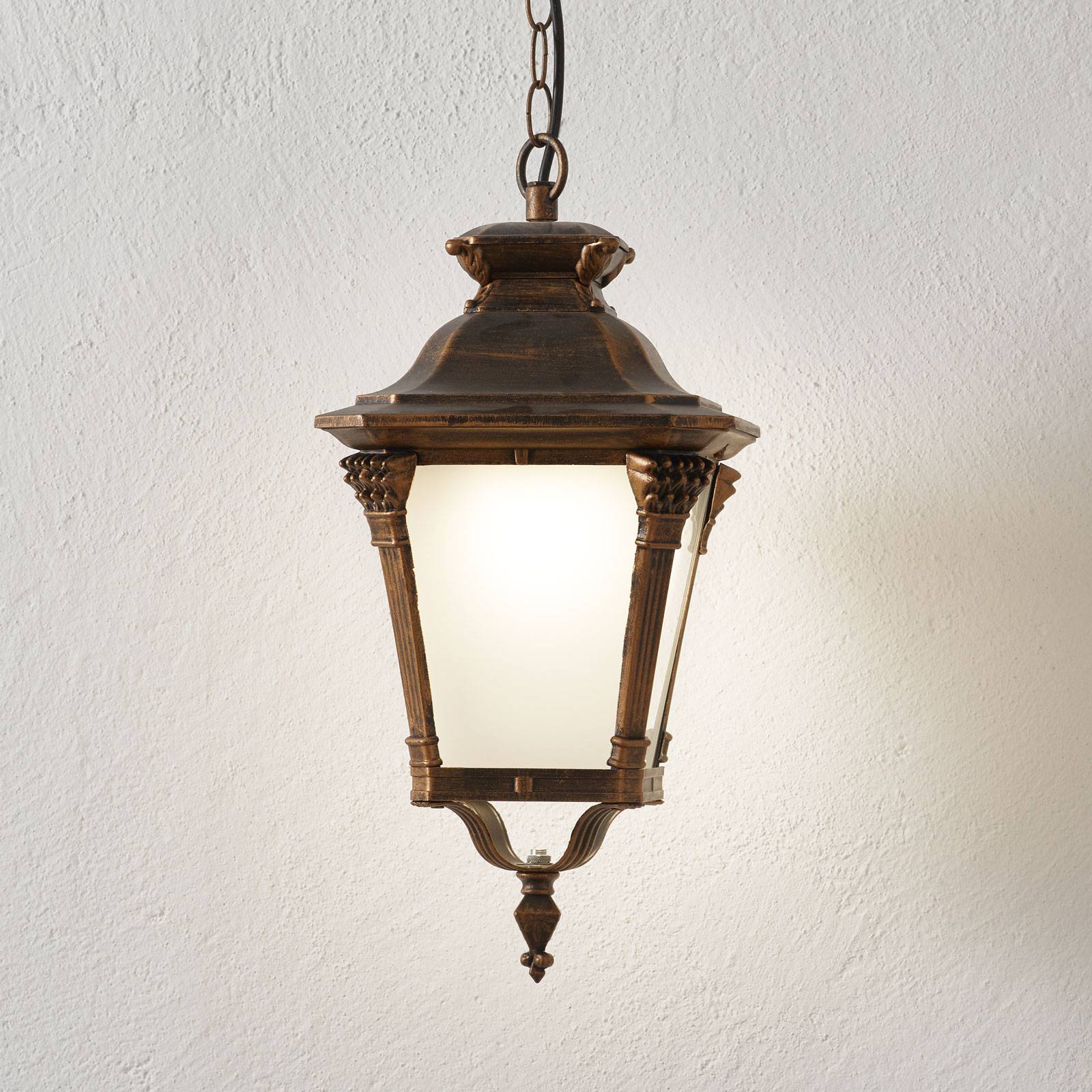 ORION Aiko nostalgic outdoor hanging light, Bronze / antique brass, Aluminium, Antique, Ceiling Light Outdoor