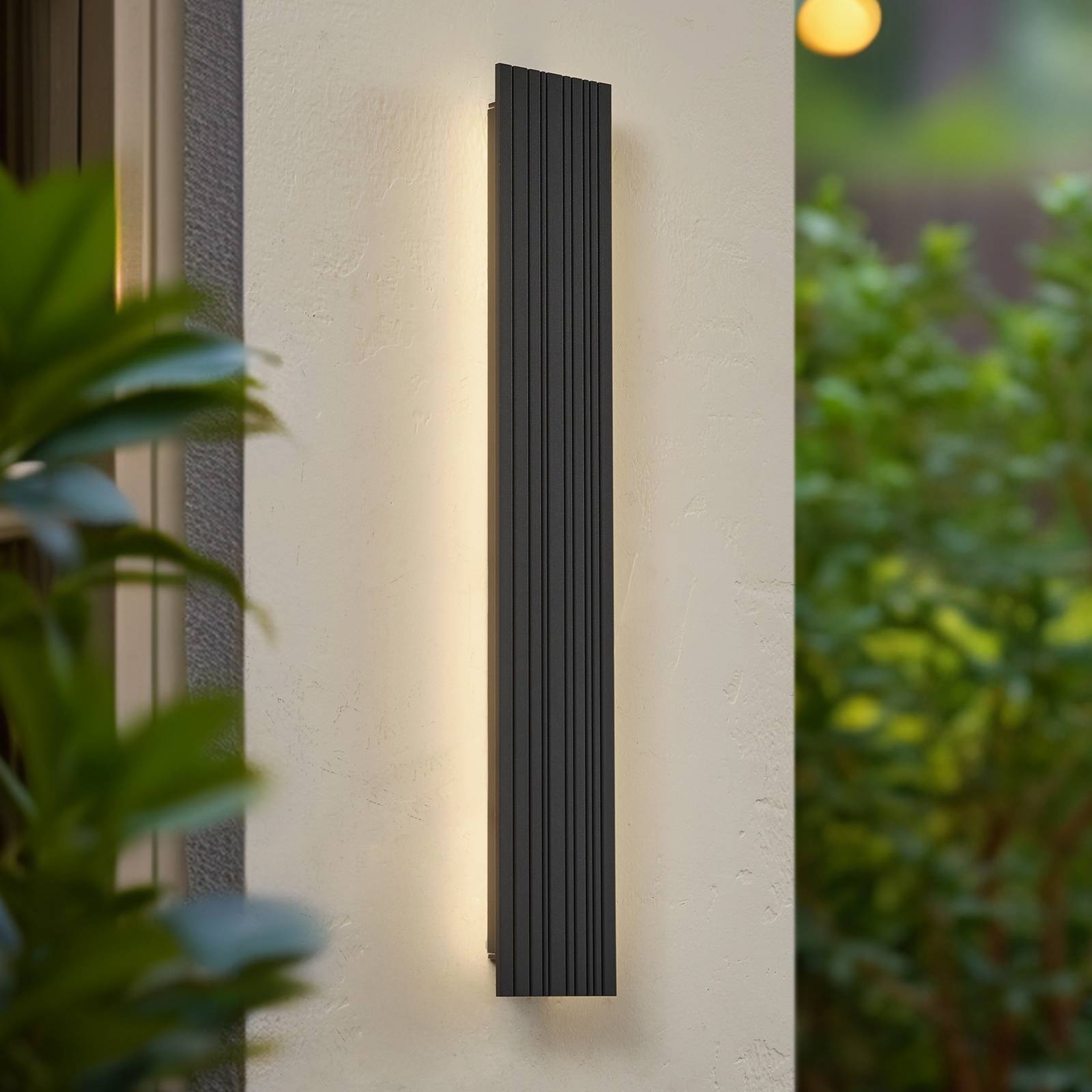 LED Outdoor Wall Light Melira Lucande, Black, Aluminium, Modern, Outdoor Wall Light