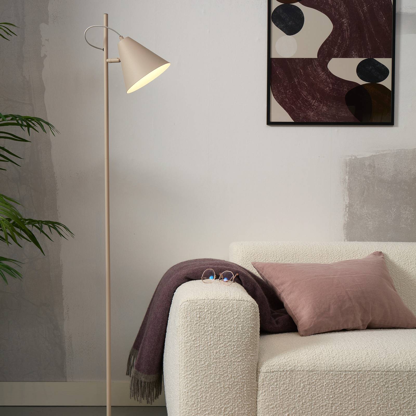 IT´S ABOUT ROMI Floor Lamp Lisbon, Cream / amber, Living / Dining Room, metal, Modern, Floor Lamp