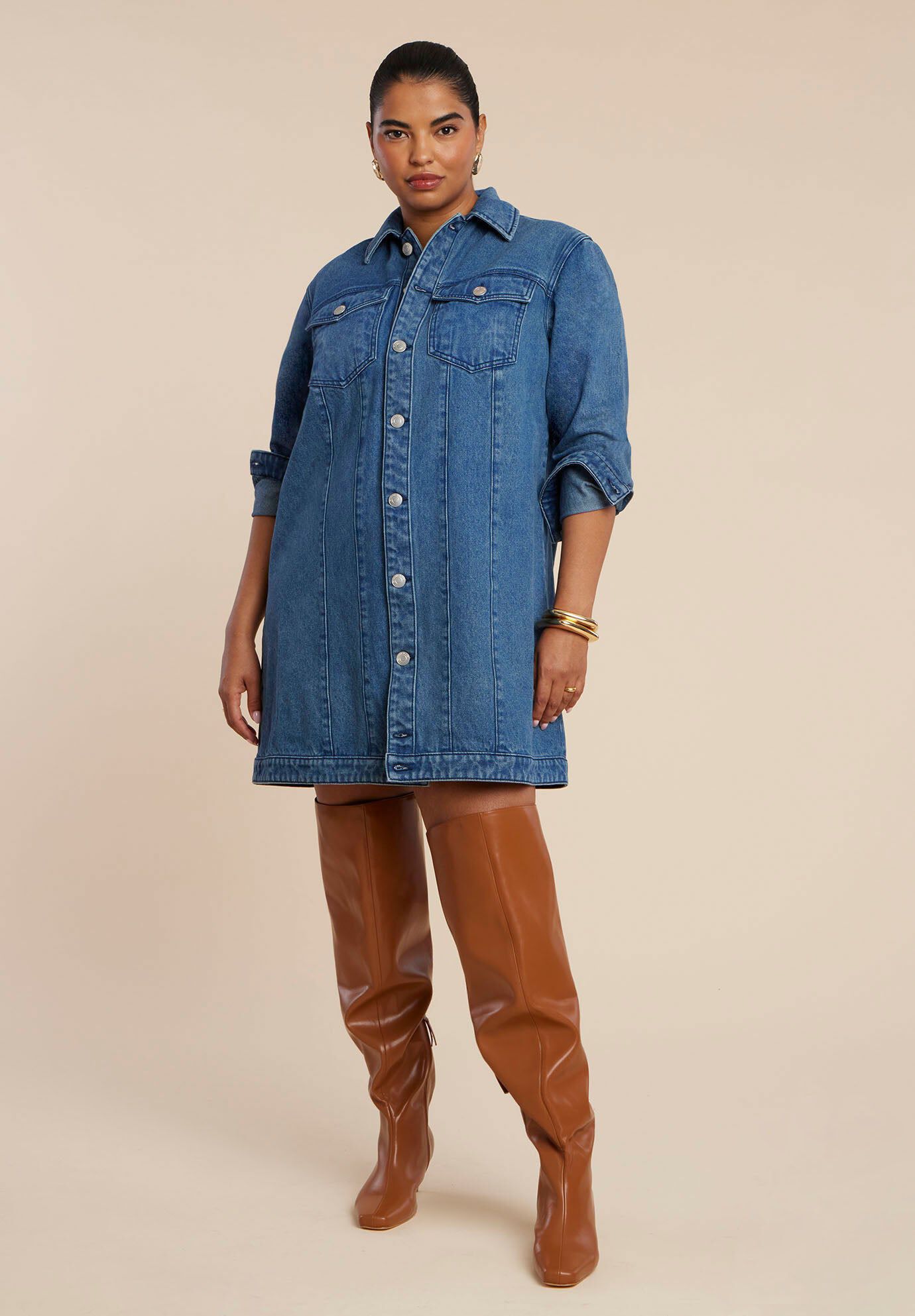 Wide Width Women's Over The Knee Boot by ELOQUII in Black (Size 8 W)