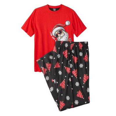 Men's Big & Tall Lightweight Cotton Novelty PJ Set by KingSize in Peeking Santa (Size 4XL) Pajamas