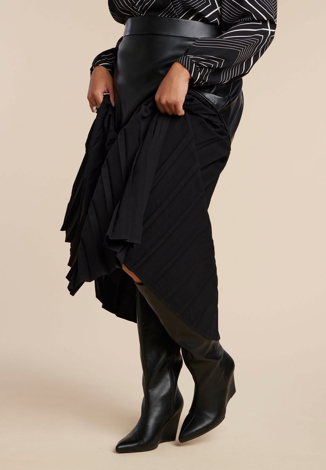 Wide Width Women's Pointed Toe Wedge Heel by ELOQUII in Black (Size 11 W)