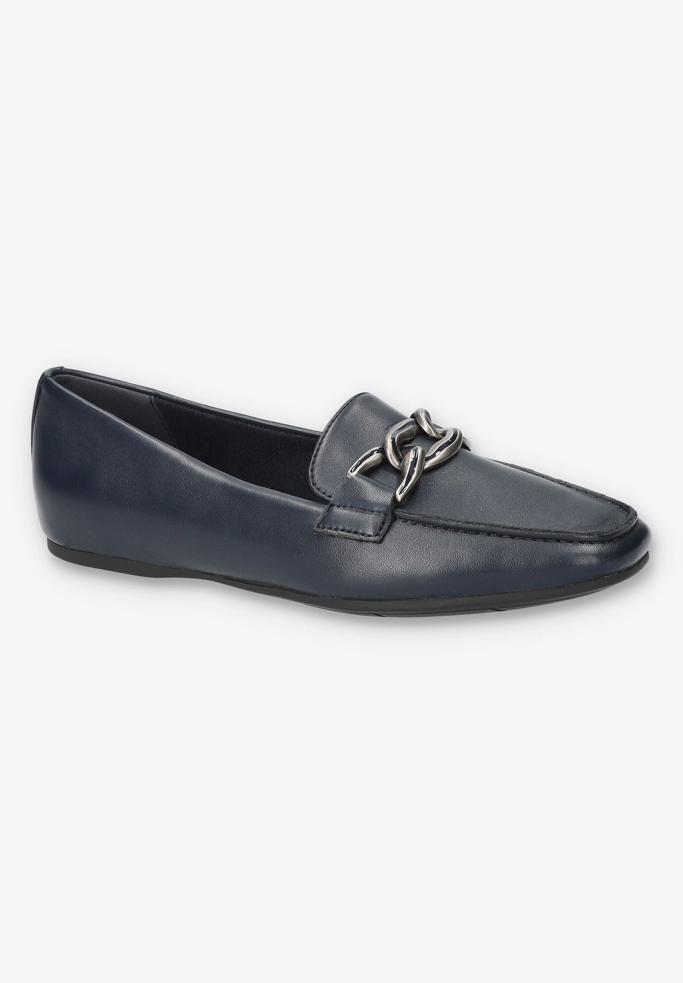 Wide Width Women's Femi Square Toe Flat by Easy Street in Navy (Size 9 W)