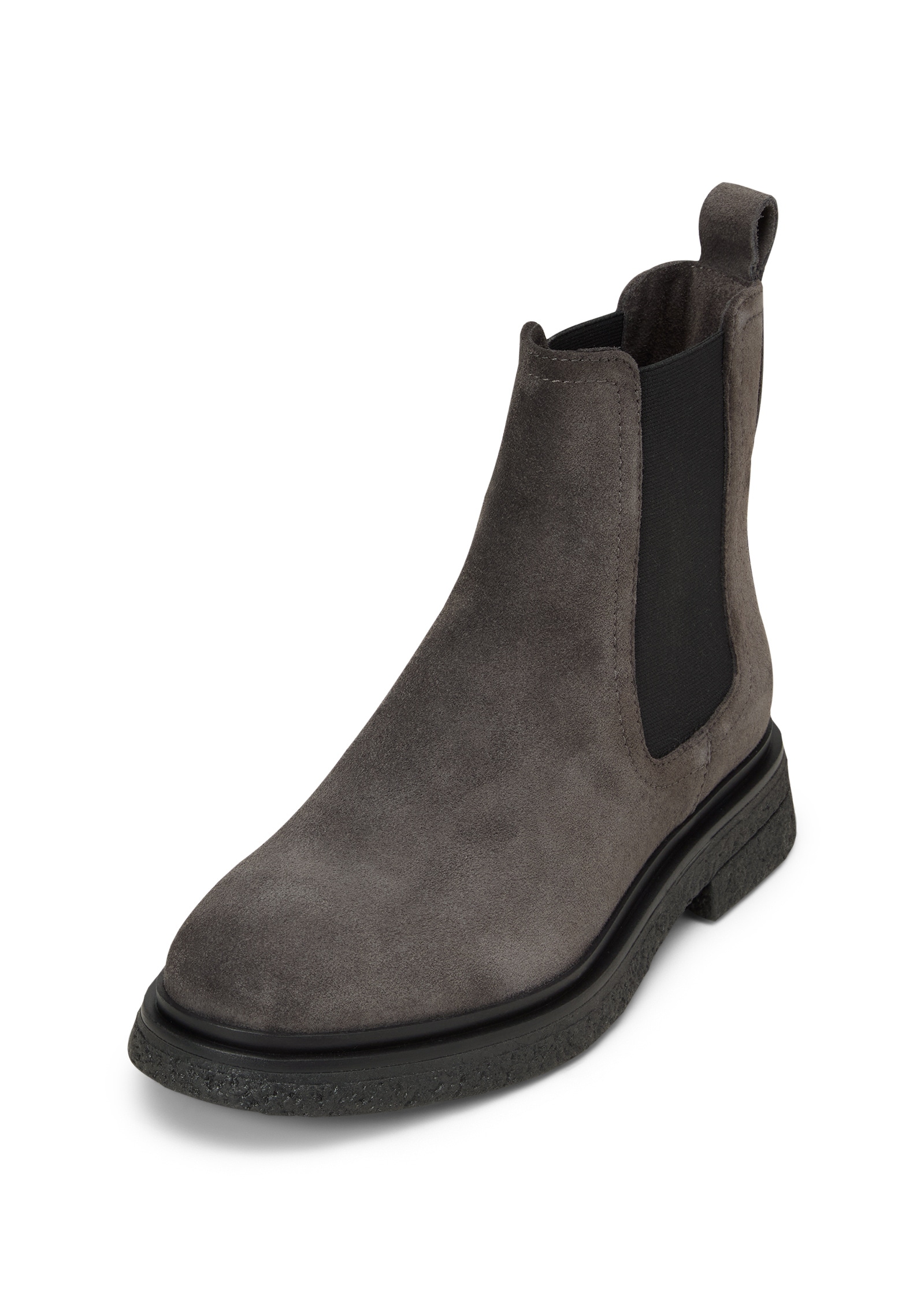 Chelseaboots MARC O'POLO "aus weichem Veloursleder", Damen, Gr. 36, grau (schwarz graphite), Obermaterial: 100% Leder (Rind), unifarben, Schuhe Chelseaboots