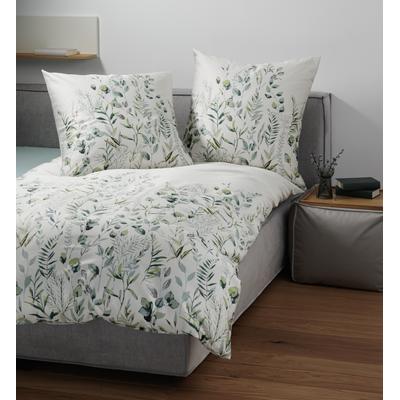 Bettwäsche JANINE "Mako-Satin98123 06", grün, B/L: 155cm x 220cm, , Mako-Satin, B/L: 80cm x 80cm, Mako-Satin, Obermaterial: 100% Baumwolle, Bettwäsche, mit Reissverschluss Image