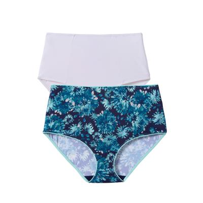 Plus Size Women's Comfort Choice ® 2-Pack Microfiber Brief by Comfort Choice in Navy Floral Pack (Size 12)