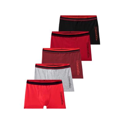 Boxer BENCH. "Boxershorts für Jungen", Kinder, Gr. 158/164, grau, meliert, rot, bordeaux, dunkelrot, schwarz, Jersey, Obermaterial: 95% Baumwolle, 5% Elasthan, unifarben, Unterhosen, mit Logo Druck am Bein Image