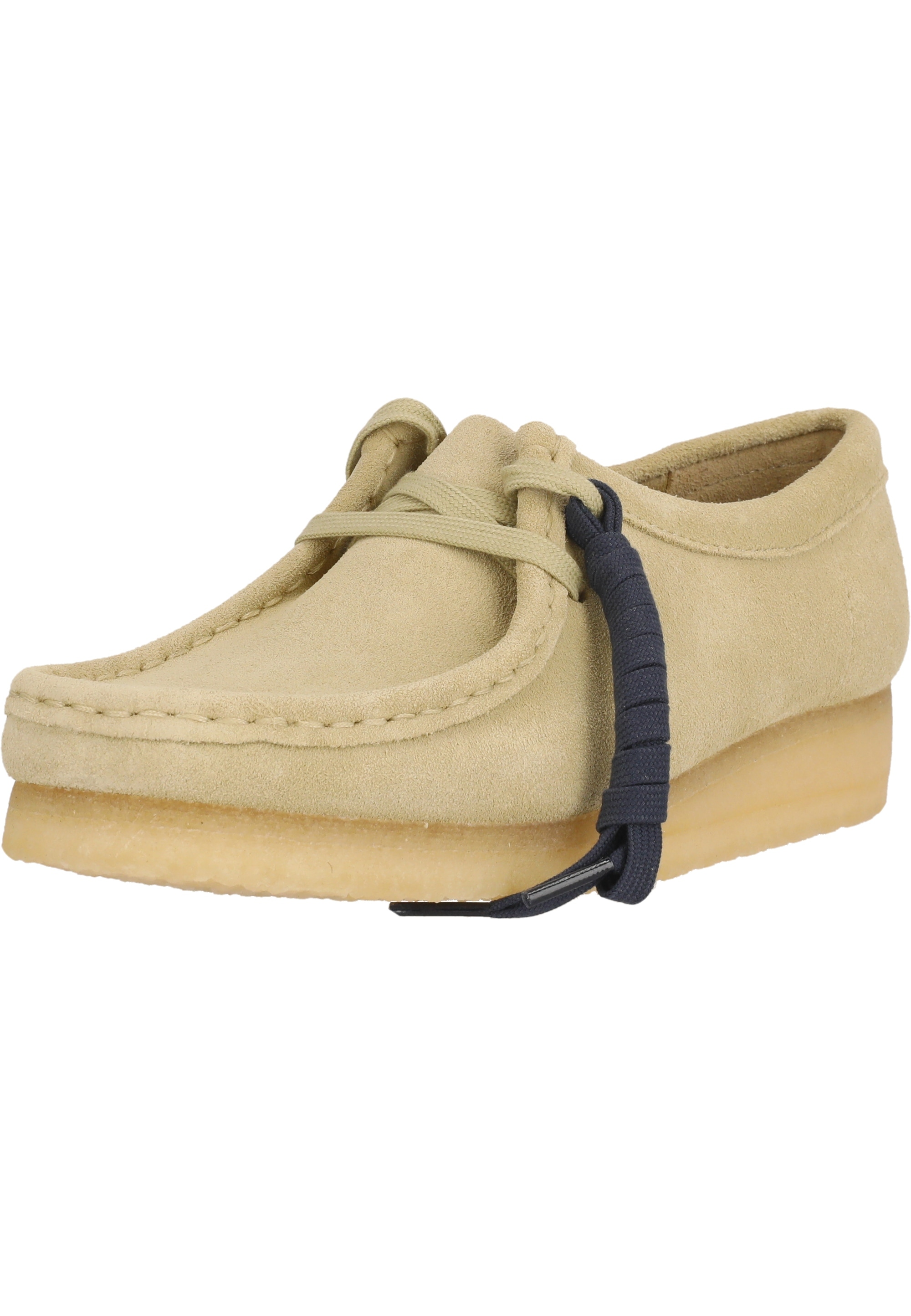 Schnürschuh CLARKS "Wallabee Maple Suede", Damen, Gr. 37,5, sand, Leder, Schuhe Schnürschuh, mit unverwechslebarer Kreppsohle