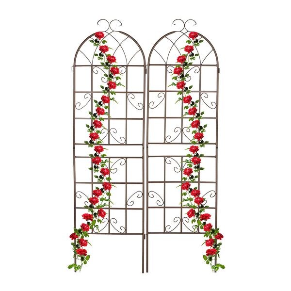 relaxdays 2er-Set Rankgitter Metall 179 cm braun silber Image