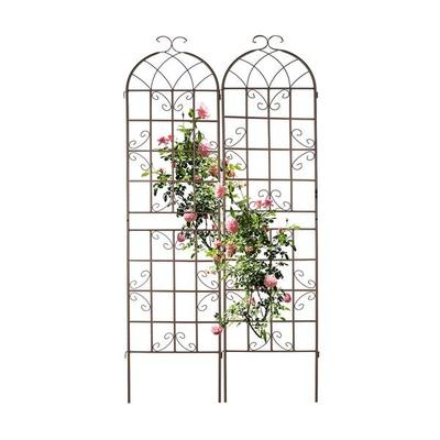 relaxdays 2er-Set Rankgitter Metall 220 cm braun silber Image