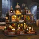 Kit di costruzione in miniatura in legno fai-da-te Castello di Edimburgo Casa Case delle bambole con luci per mobili Case delle bambole per amici Regali di compleanno