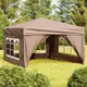 Tenda da festa pieghevole con pareti laterali Tortora 3x3 m Baldacchino esterno Gazebo portatile impermeabile Riparo per eventi
