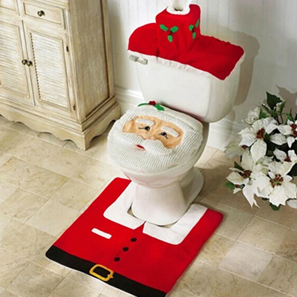 Neue niedliche Weihnachten Toiletten sitzbezüge kreative Weihnachts mann Badezimmer matte Weihnachts bedarf für Zuhause Neujahr Navidad Geschenk Dekor Image