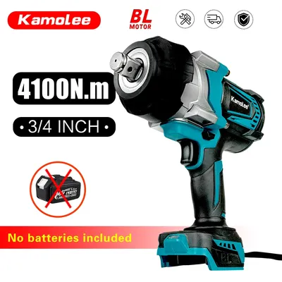 Kamolee 4100N.m High Torque Impact Wrench 3/4 Inch Wireless Charging Electric Wrench 21V Battery Wrench Repair Tool Set