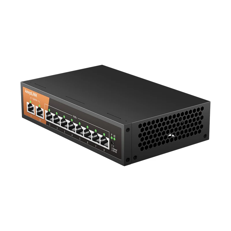 KeepLiNK Switch Ethernet Gigabit 10 ports avec 8 ports PoE et liaison montante 2 Ethernet Plug and Play non gérés