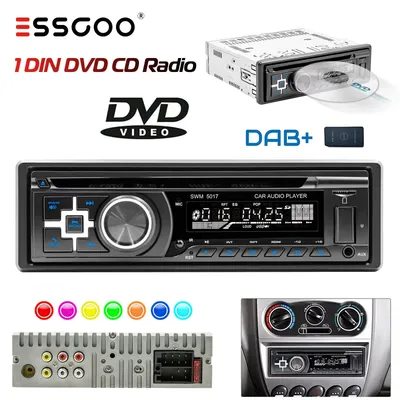 ESSGOO Universal-Autoradio mit DAB+ CD DVD-Player MP3 USB Bluetooth Freisprecheinrichtung Single 1 DIN SD Aux-In FM TF Head Unit Radio
