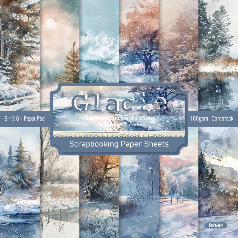 24 Blatt 6"X6" Glacie Landschaft Papierblock Muster Papiere Designpapier für dekorative Handwerk Scrapbooking Album DIY handgefertigte Karten Image