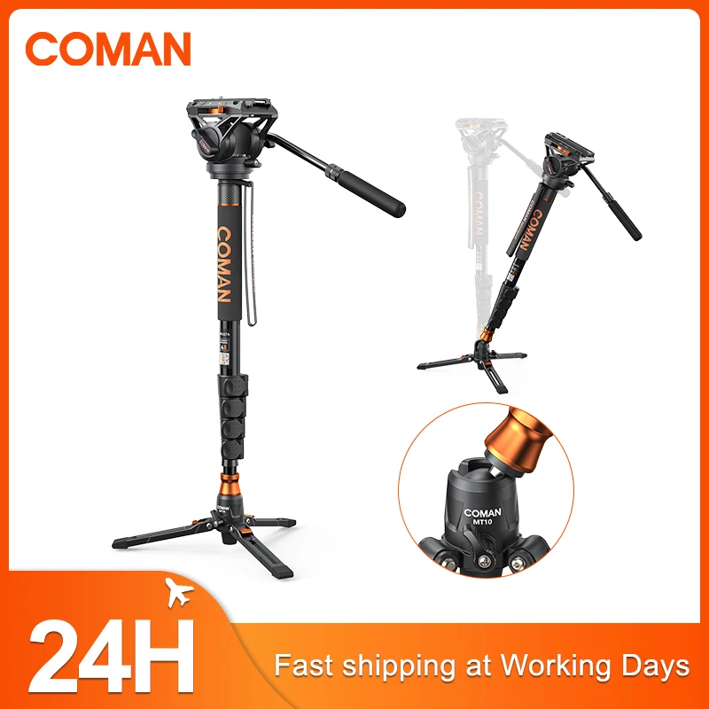COMAN DK327AQ6 Professionelle Video Kamera Einbeinstativ Q6 Kopf Mit Stativ Für DSLR Kamera Canon Nikon Sony Video Camcorder Image
