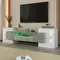 Anajqaqia Meuble TV 200x35x60cm avec éclairage LED, meuble bas, salon, meubles, blanc brillant