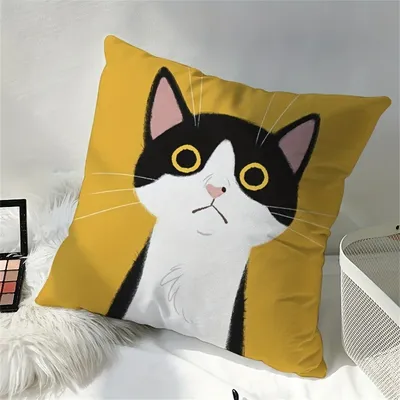 1pc，Cat pattern pillowcase, suitable for living room, bedroom, decoration (without pillow core)