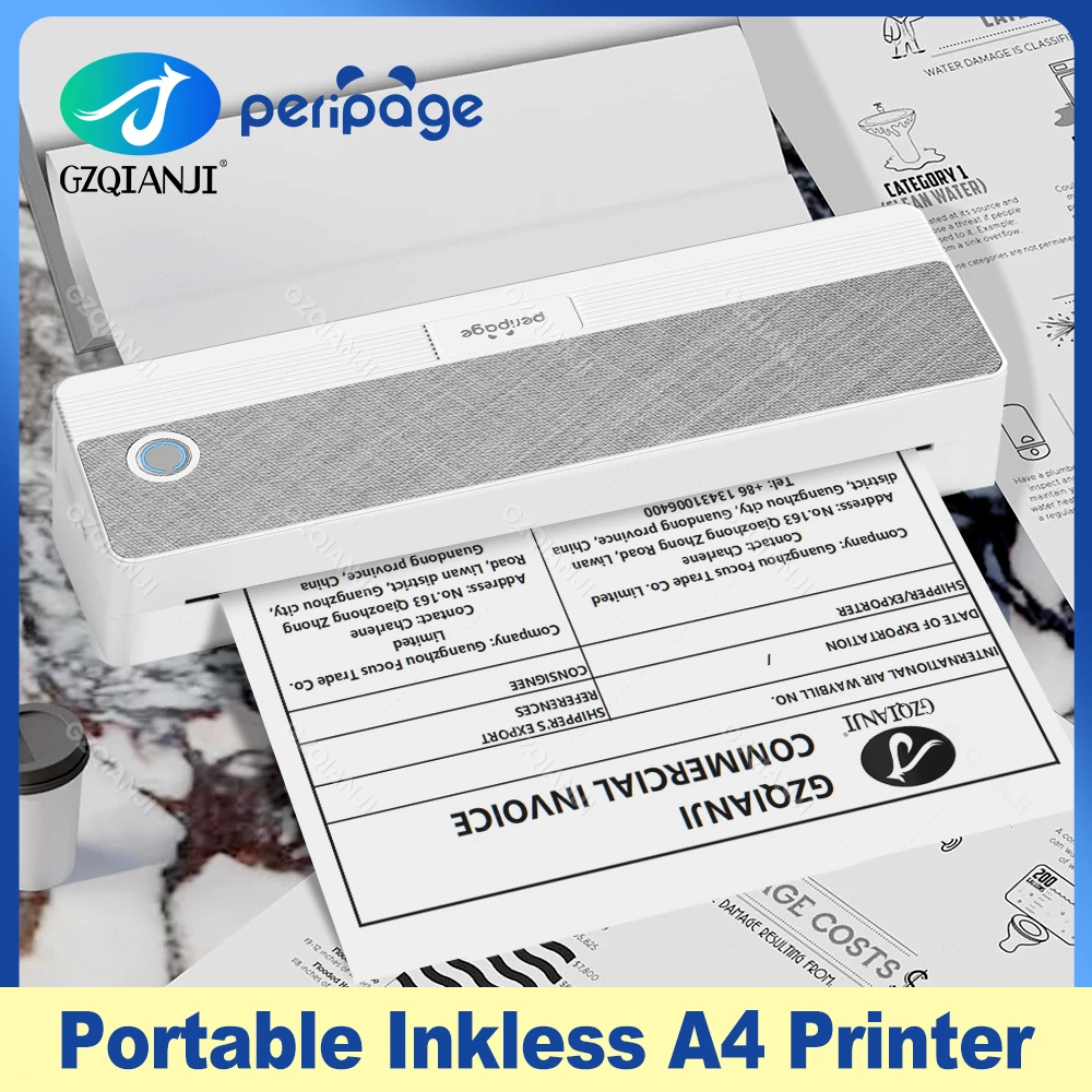 Peripage P81 Tintenloser tragbarer A4-Thermodrucker, kabellos, Bluetooth, USB, Drucktext, PDF, Dokument, Fotos, A4-Maschinenhersteller, Papier Image