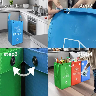 3 stücke Müll Lagerung Müll Tasche Tragbare Faltbare Garten Blatt Mülleimer Blumen Und Für Garten Camping Gras Bin Wiederverwendbare