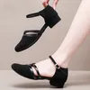 2025 Damen-Ballsaal-Latin-Tanzschuhe, schwarze Salsa-Schuhe, niedriger Absatz, 3,5 cm, Samba-Tango-Schuh, weiche Sohle, Party-Ballsaal-Schuhe