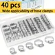 Kit fascetta stringitubo da 40 pezzi, fascetta stringitubo con ingranaggio a vite senza fine in acciaio inossidabile con gamma regolabile multifunzionale da 6-38 mm per una tenuta sicura dei tubi, in