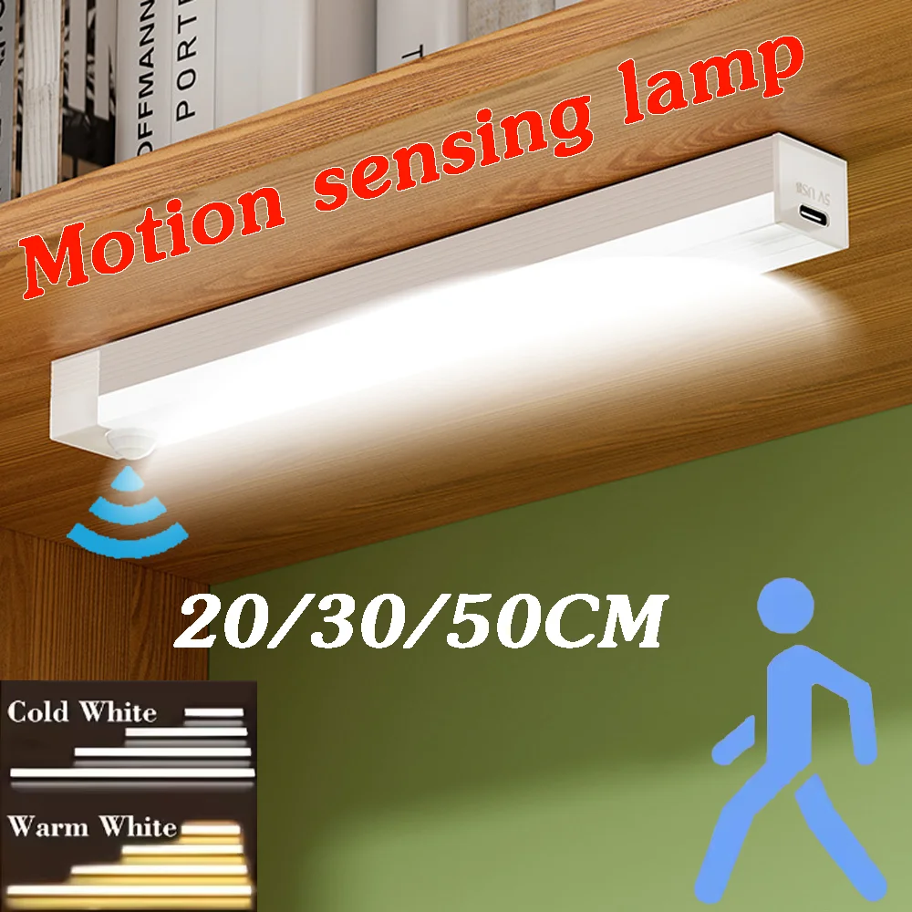 Typ C wiederaufladbares LED-Nachtlicht mit PIR-Bewegungsmelder unter der Schranklampe für Küche, Schlafzimmer, Beleuchtung, Wandlampe, Garderobenlampe